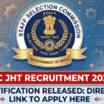 SSC JHT Recruitment 2026 Out