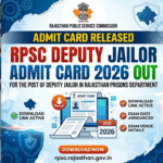 RPSC Deputy Jailor admit card 2026 Out
