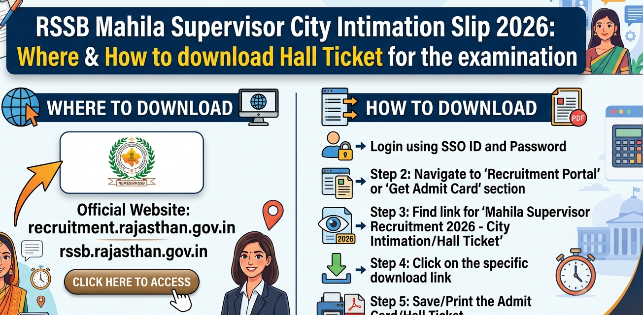 RSSB Mahila Supervisor City Slip 2026 soon