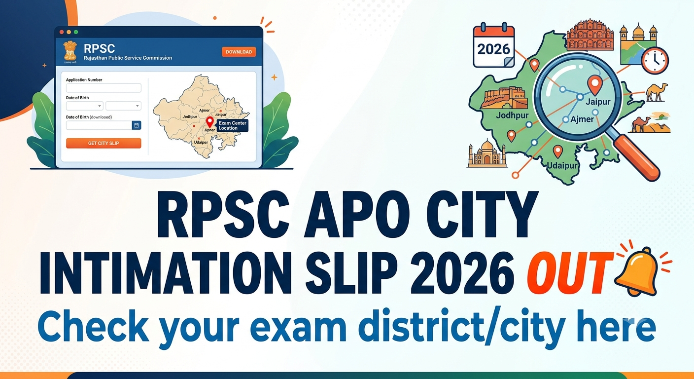 RPSC APO City Intimation Slip 2026 Out