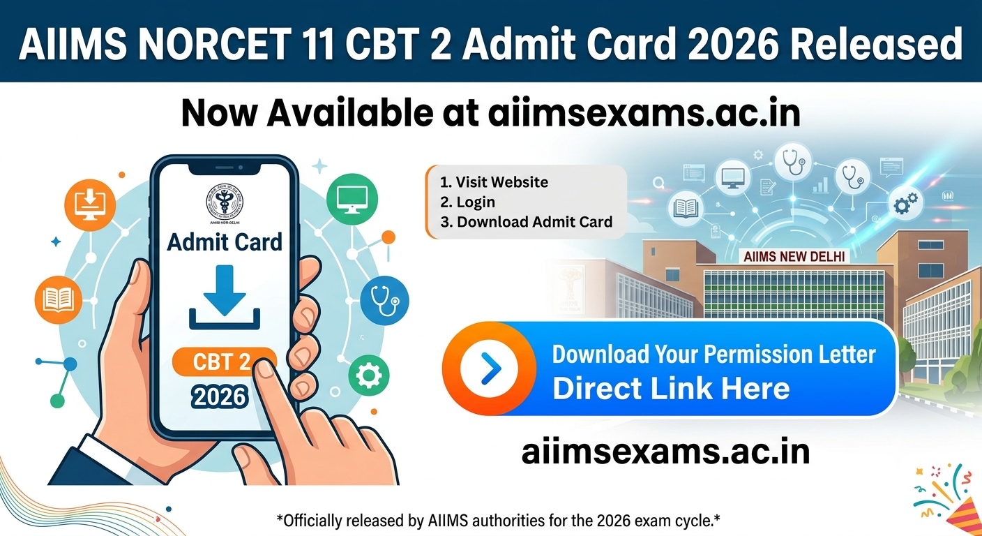 AIIMS NORCET 11 Admit Card 2026 Out