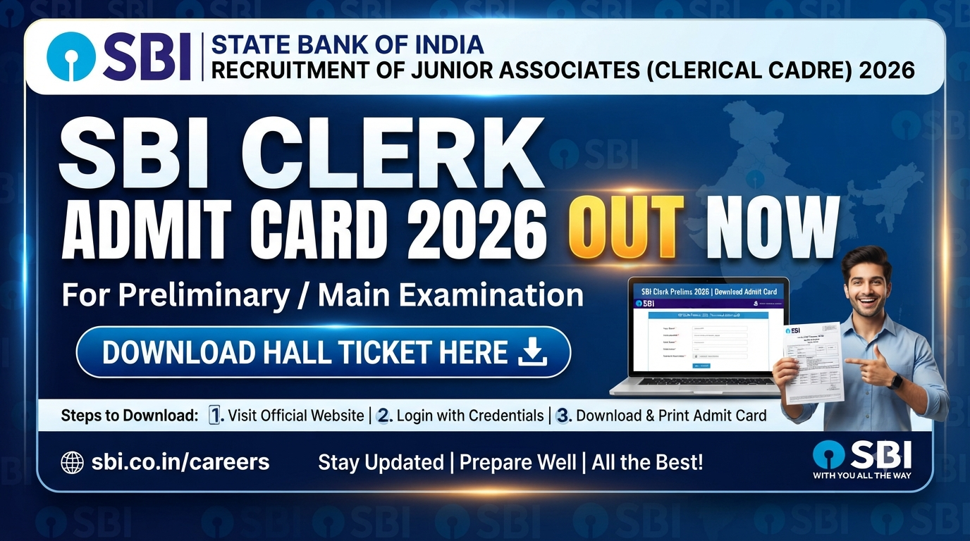 SBI Clerk Admit Card 2026 Out