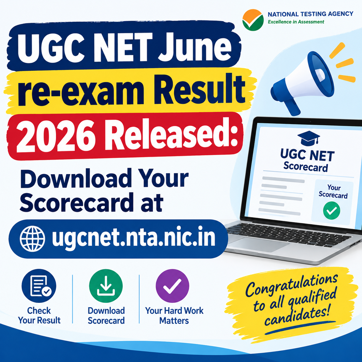 UGC NET JUNE 2026 Re- exam Result Out